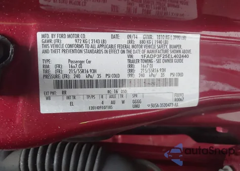 2014 Ford Focus Se z USA, uszkodzony, nr VIN 1FADP3F25EL402440